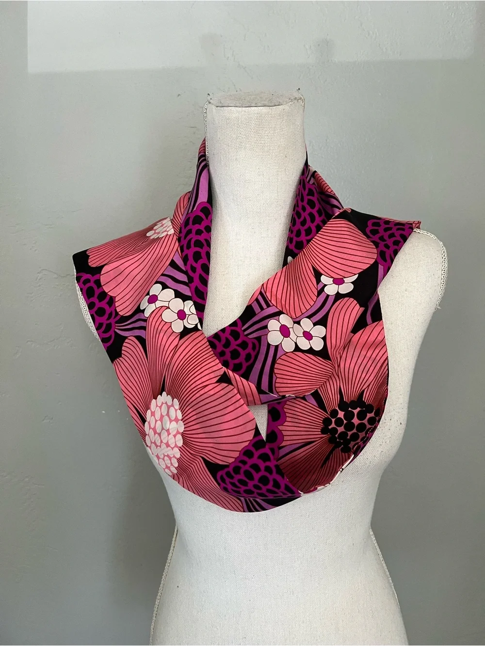 Nordstrom Pink Purple Black Floral Silk Scarf